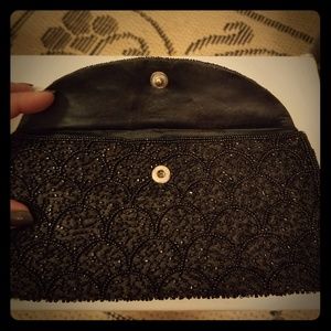 2@35 Vintage black beaded clutch